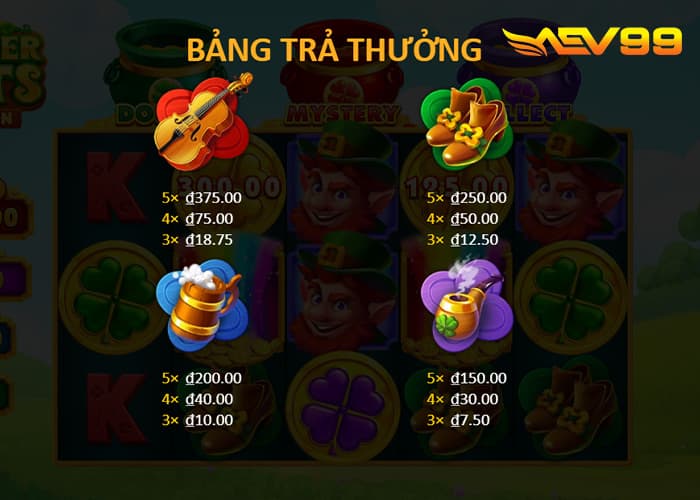 Các combo trúng thưởng trong nổ hũ 3 Bình Treo AEV99